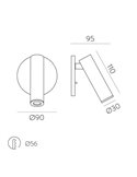 Aplique de pared LED ATRIA Empotrable Bronce, 3W 3000K 285lm, CRI90 CL.I, LED integrado, Con interruptor, Orientable