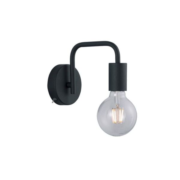 DIALLO applique murale ampoule visible noir mat IP20 | LéonLeds