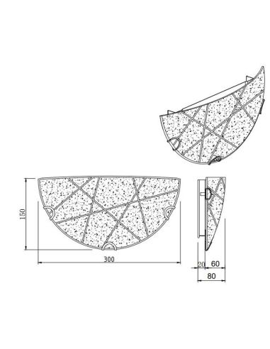 Medidas do produto de aplique de vidro branco SANDRINA