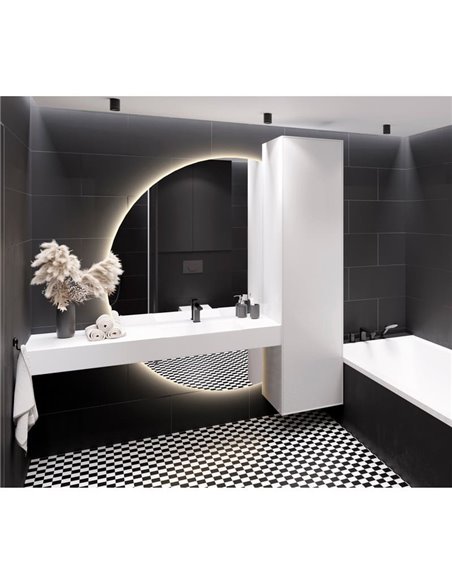 Espelho de banheiro redondo BARI com luz LED Ø140X70cm, 40W 3000K 2749lm, CRI90 CL.II IP44, LED integrado na parte traseira