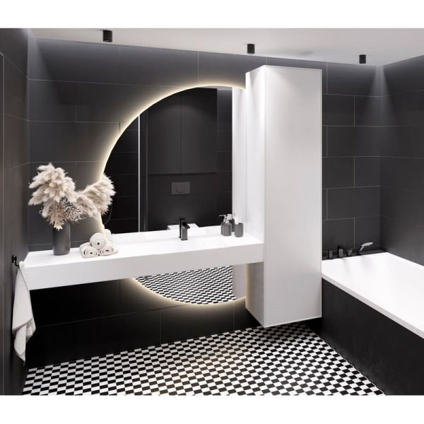 Miroir de salle de bain rond BARI avec lumière LED Ø140X70cm, 40W 3000K 2749lm, CRI90 CL.II IP44, LED intégrée à l'arrière