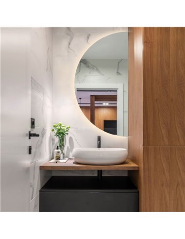 Miroir de salle de bain rond BARI avec lumière LED Ø140X70cm, 40W 3000K 2749lm, CRI90 CL.II IP44, LED intégrée à l'arrière