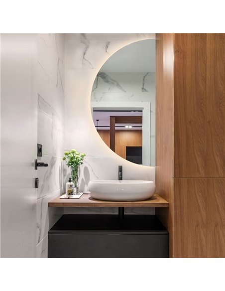 Miroir de salle de bain rond BARI avec lumière LED Ø140X70cm, 40W 3000K 2749lm, CRI90 CL.II IP44, LED intégrée à l'arrière