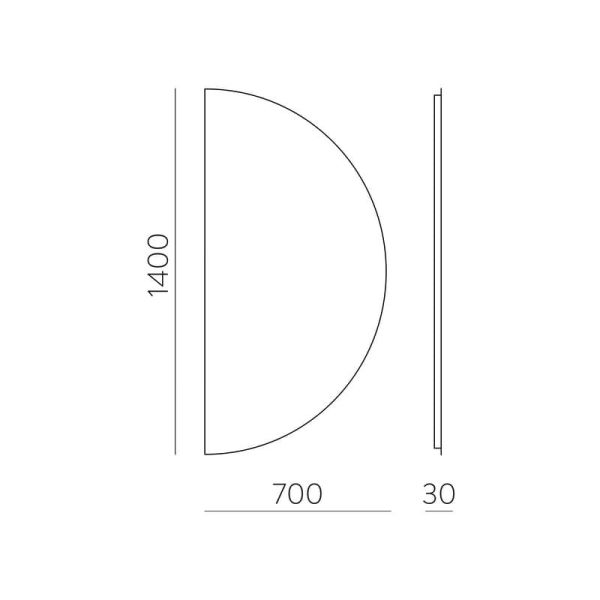 Miroir de salle de bain rond BARI avec lumière LED Ø140X70cm, 40W 3000K 2749lm, CRI90 CL.II IP44, LED intégrée à l'arrière