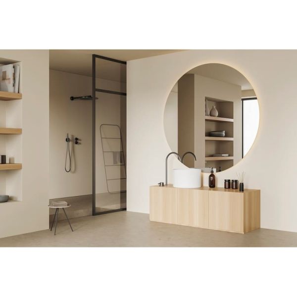 Espejo baño con luz LED BARI 80cm, 43W 3000K 3063lm, CRI90 CL.II IP44, LED integrado, Interruptor táctil