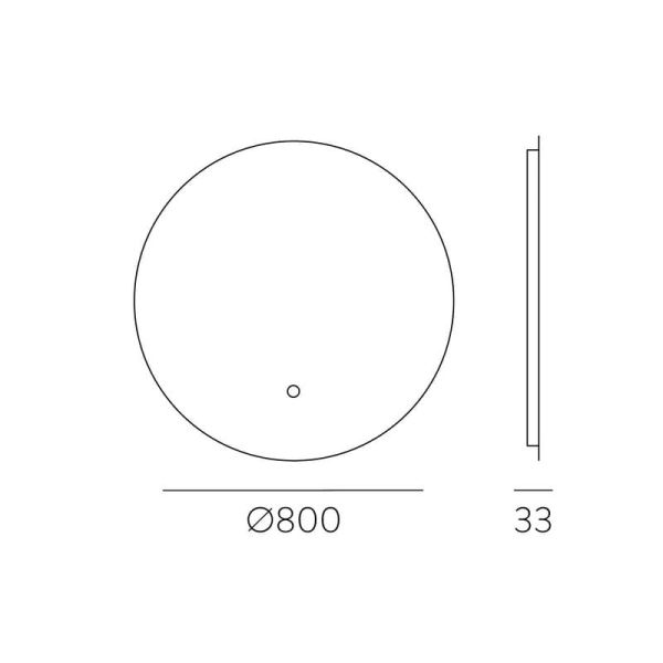 Espejo baño con luz LED BARI 80cm, 43W 3000K 3063lm, CRI90 CL.II IP44, LED integrado, Interruptor táctil