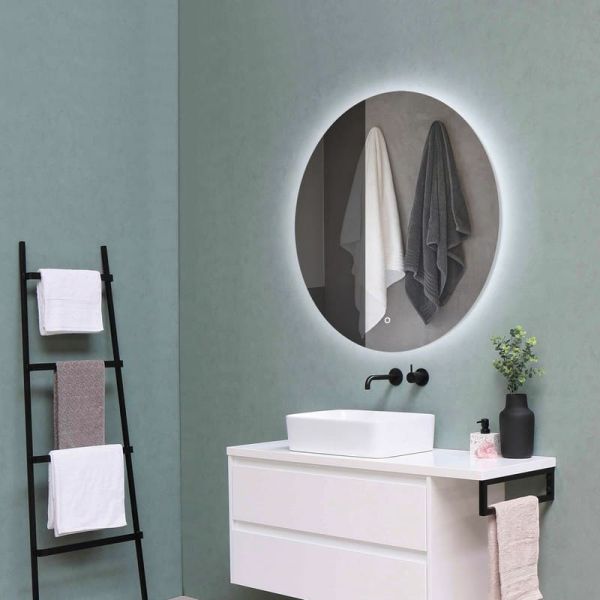 Espejo baño con luz LED BARI 80cm, 43W 3000K 3063lm, CRI90 CL.II IP44, LED integrado, Interruptor táctil