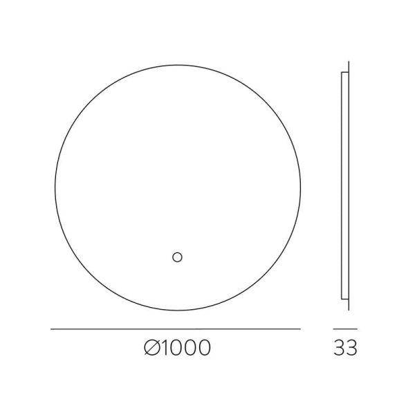 Espelho com luz LED BARI 100cm, 58W 3000K 3927lm, CRI90 CL.II IP44, LED integrado, interruptor táctil