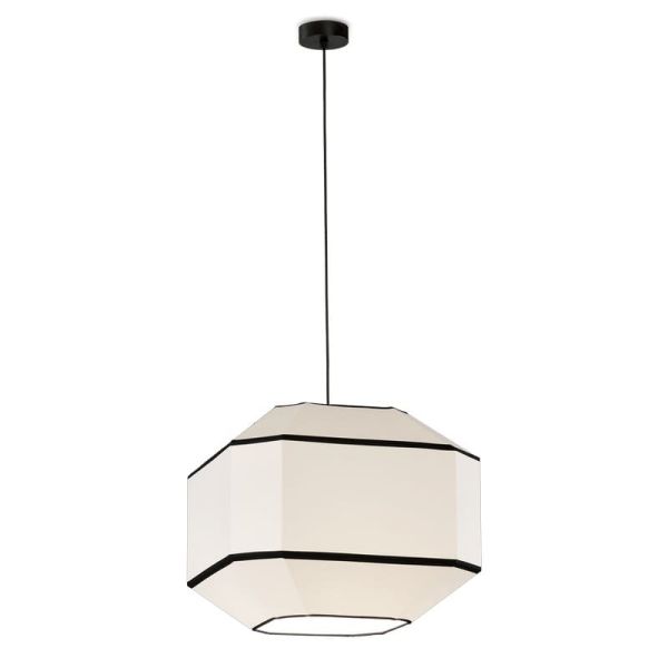 BAUHAUS Lâmpada pingente 45 cm branco/preto, kit preto, LED E27 15W, CL.I