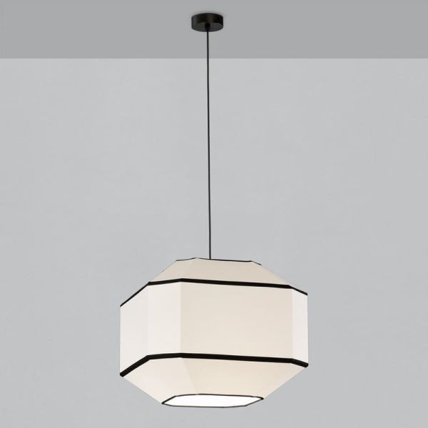 Lampe à suspension BAUHAUS 45 cm Blanc/Noir, Kit Noir, LED E27 15W, CL.I