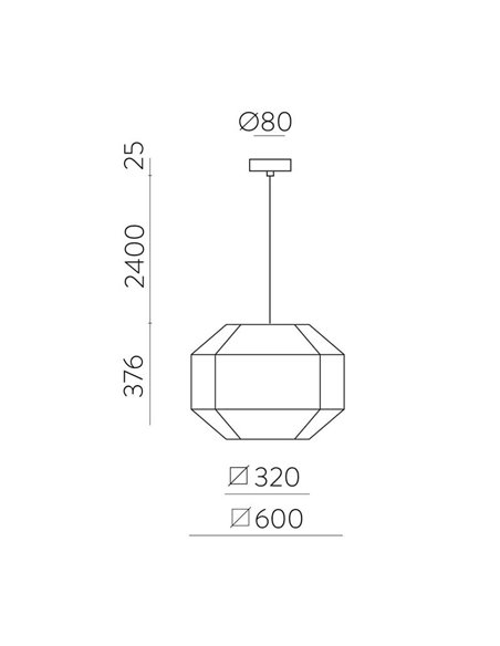 BAUHAUS Suspension Plafonnier Moderne 60 cm Blanc/Noir, Kit Noir, LED E27 15W, CL.I