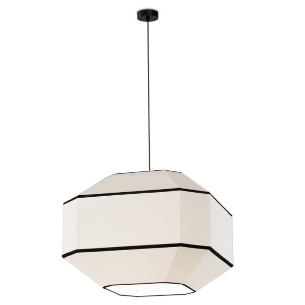 BAUHAUS Suspension Plafonnier Moderne 60 cm Blanc/Noir, Kit Noir, LED E27 15W, CL.I