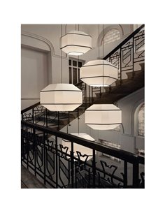 BAUHAUS Candeeiro de teto suspenso moderno 60 cm branco/preto, kit preto, LED E27 15W, CL.I 2