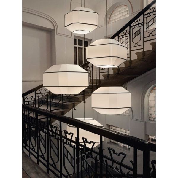 BAUHAUS Candeeiro de teto suspenso moderno 60 cm branco/preto, kit preto, LED E27 15W, CL.I