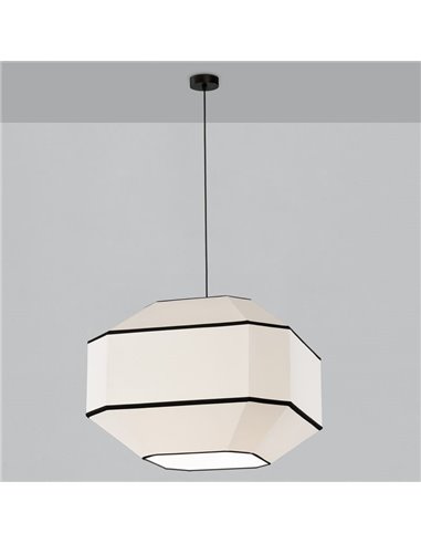 BAUHAUS Candeeiro de teto suspenso moderno 60 cm branco/preto, kit preto, LED E27 15W, CL.I