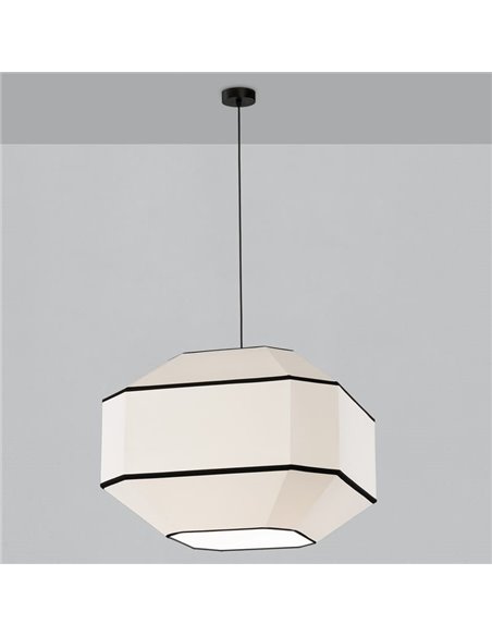 BAUHAUS Suspension Plafonnier Moderne 60 cm Blanc/Noir, Kit Noir, LED E27 15W, CL.I