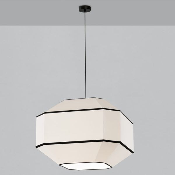 BAUHAUS Candeeiro de teto suspenso moderno 60 cm branco/preto, kit preto, LED E27 15W, CL.I
