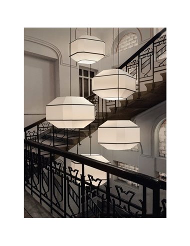 BAUHAUS Candeeiro suspenso de teto 60 cm branco/preto, kit branco, LED E27 15W, CL.I