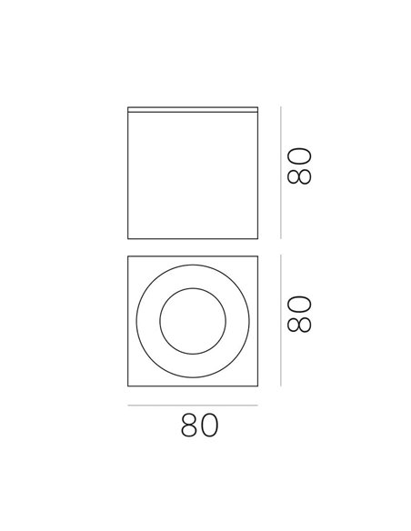 Plafón de techo cuadrado BRANCO Blanco texturado, LED GU10 8W, CL.II IP65