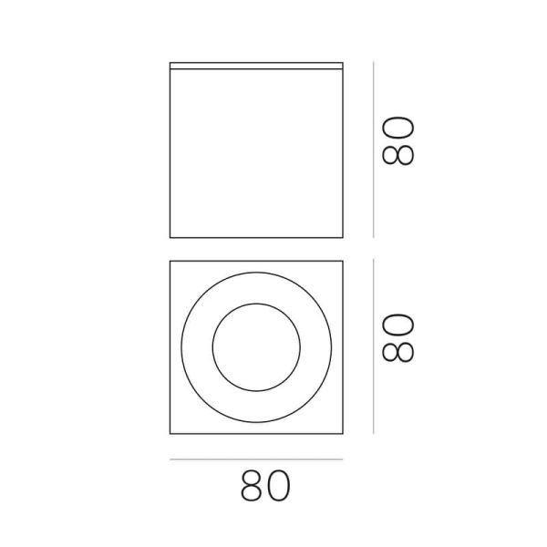 Plafón cuadrado BRANCO Negro Texturado, LED GU10 8W, CL.II IP65