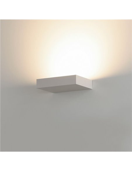 Aplique LED branco texturizado BRICK, 20W 2200lm, CRI90 CL.I, LED integrado, interruptor deslizante 2700K-3000K, difusor de micr