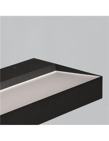 Aplique LED preto texturizado BRICK, 20W 2200lm, CRI90 CL.I, LED integrado, interruptor deslizante 2700K-3000K, difusor micropri