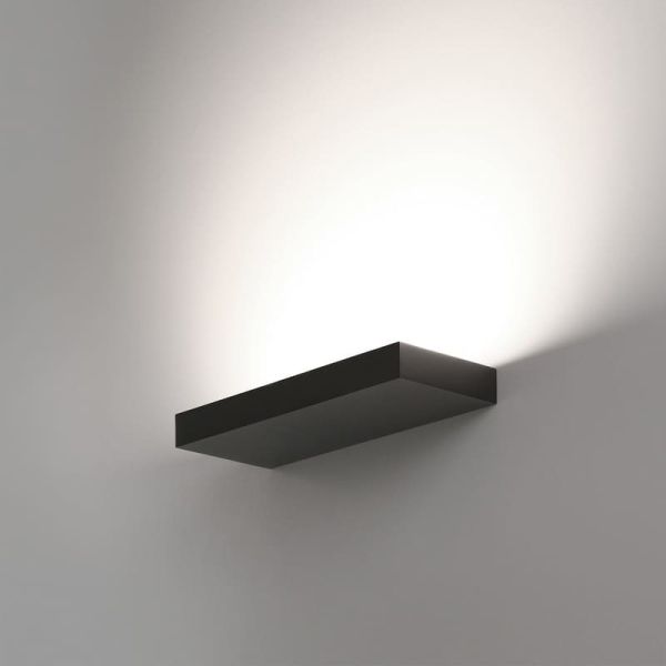Aplique de luz LED BRICK Negro Texturado, 38W 4340lm, CRI90 CL.I, LED integrado,  2700K-3000K Slide Switch, Difusor Microprismat