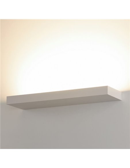 Aplique pared LED BRICK Blanco Texturado, 56W 6500lm, CRI90 CL.I, LED integrado, 2700K-3000K Slide Switch, Difusor Microprismati