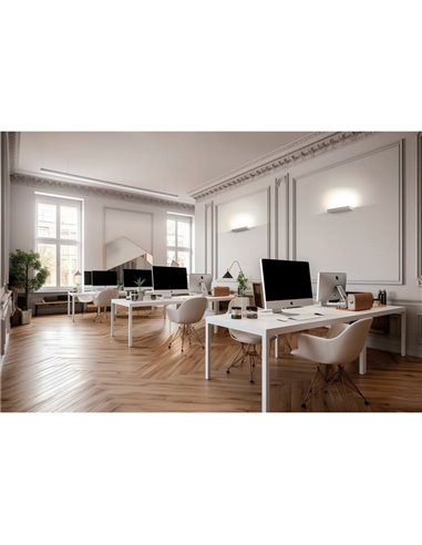 Aplique LED branco texturizado BRICK, 56W 6500lm, CRI90 CL.I, LED integrado, interruptor deslizante 2700K-3000K, difusor Micropr