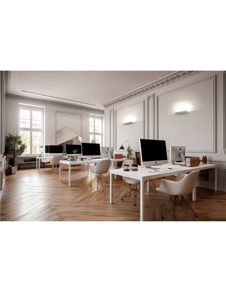 Aplique pared LED BRICK Blanco Texturado, 56W 6500lm, CRI90 CL.I, LED integrado, 2700K-3000K Slide Switch, Difusor Microprismati