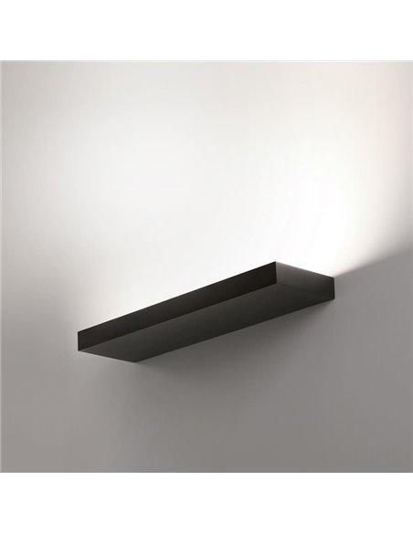 Applique murale noire texturée BRICK LED, 56W 6500lm, CRI90 CL.I, LED intégrée, interrupteur coulissant 2700K-3000K, diffuseur à