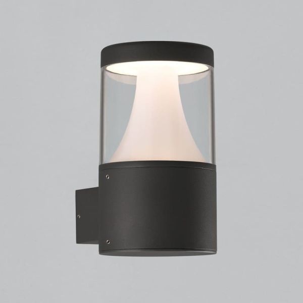 Aplique solar de parede LED antracite texturizado BRISK, 3W 3000K 130lm, CRI90 CL.III IP65, LED integrado, bateria integrada