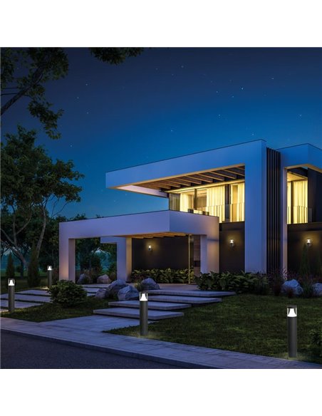 Baliza Solar de exterior LED BRISK  Antracita Texturado, 3W 3000K 130lm, CRI90 CL.III IP65, LED integrado, Batería integrada