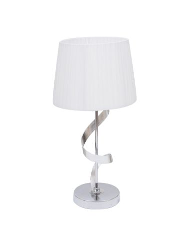 Lámpara de Sobremesa Blanco Cromo Cleveland 1XE27 Redonda | LeonLeds