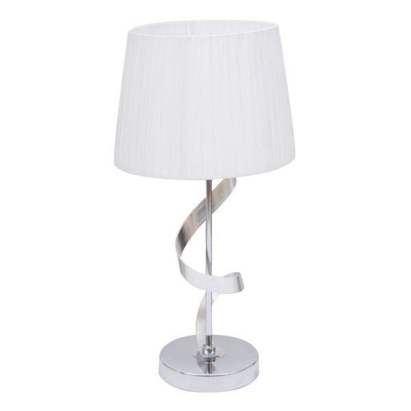 Lámpara de Sobremesa Blanco Cromo Cleveland 1XE27 Redonda | LeonLeds