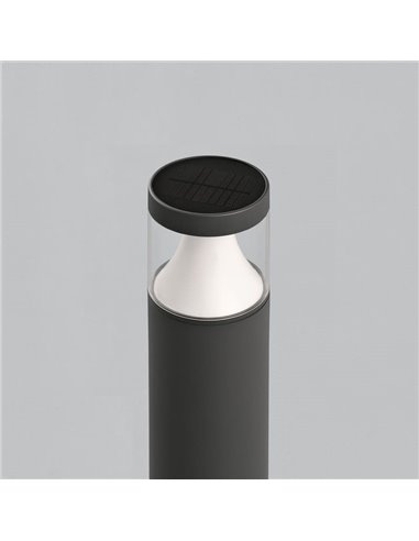 Balise Solaire Extérieure LED Anthracite Texturé BRISK, 3W 3000K 130lm, CRI90 CL.III IP65, LED intégrée, batterie intégrée