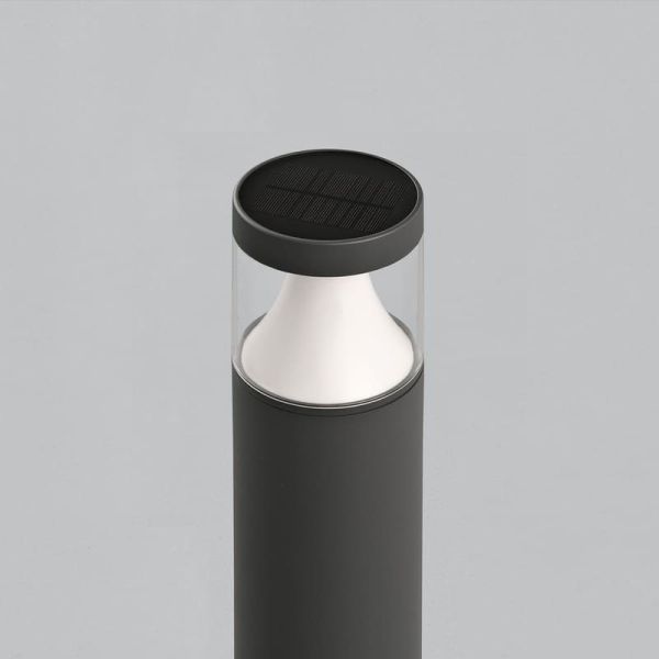 Balise Solaire Extérieure LED Anthracite Texturé BRISK, 3W 3000K 130lm, CRI90 CL.III IP65, LED intégrée, batterie intégrée