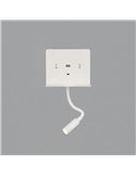 Aplique LED con soporte y USB/USC, CALMA Blanco texturado, 6W 3000K 630lm + 3W 3000K 285lm, CRI90 CL.I, Dos interruptores, Orien