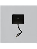 Aplique lector LED con soporte y USB/USC, CALMA Negro texturado, 6W 3000K 630lm + 3W 3000K 285lm, CRI90 CL.I, Dos interruptores,