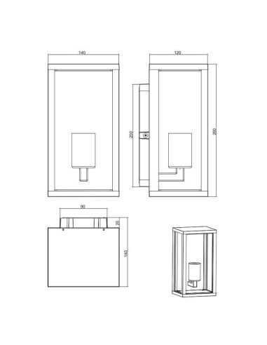 Aplique de pared exterior GARONNE antracita medidas producto