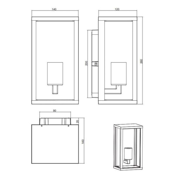 Aplique de pared exterior GARONNE antracita medidas producto