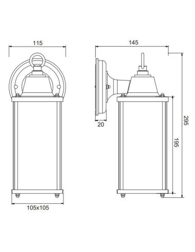 Aplique de pared OLONA color óxido medidas producto