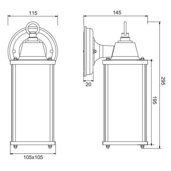 Aplique de pared OLONA color óxido medidas producto