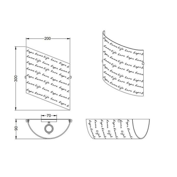 Applique murale en verre blanc SIGNA mesures du produit