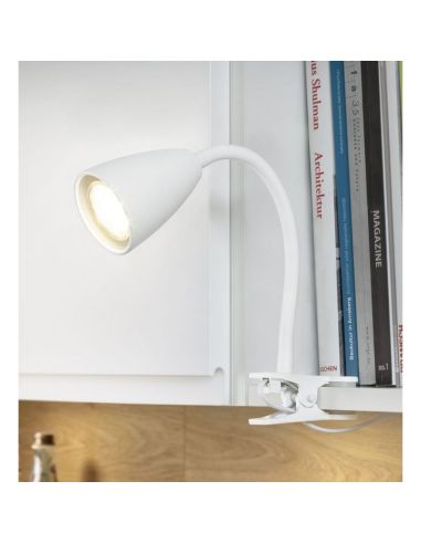 Lámpara flexo con pinza WANDA color blanco foto ambiente