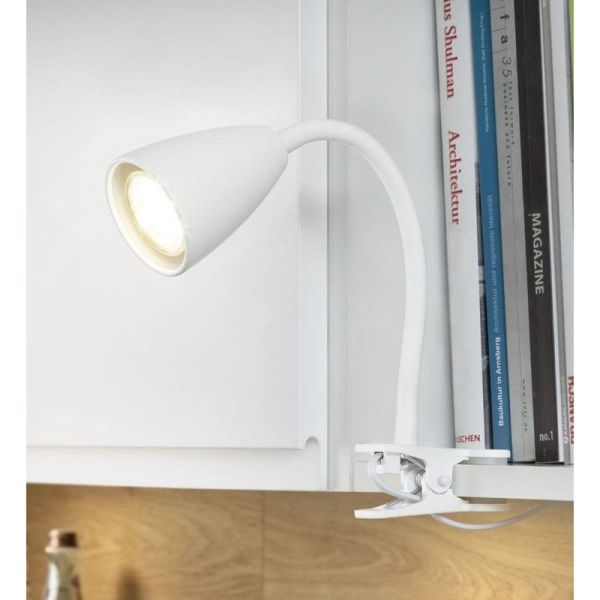 Lampe flexo avec pince WANDA, ambiance photo couleur blanche