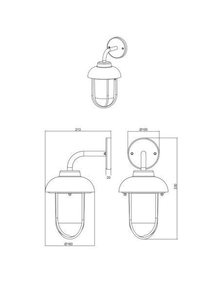 Medições de produtos de cor óxido / antracite para luminária de parede externa DUERO