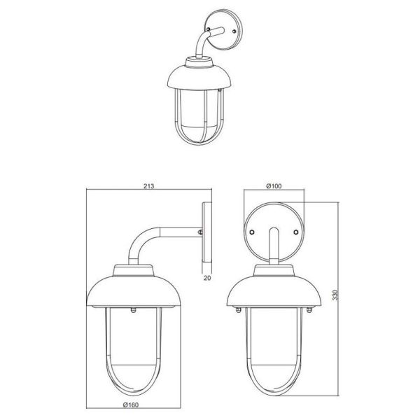 Medições de produtos de cor óxido / antracite para luminária de parede externa DUERO