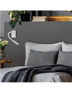 Applique murale CIO LED Reader Blanche Texturée, 3W 3000K 285lm, CRI90 CL.I, LED intégrée, Avec interrupteur, Orientable 2