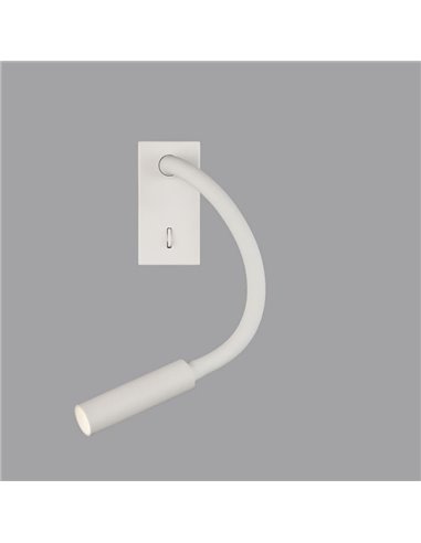 Aplique de parede leitor LED CIO branco texturizado, 3W 3000K 285lm, CRI90 CL.I, LED integrado, com interruptor, ajustável